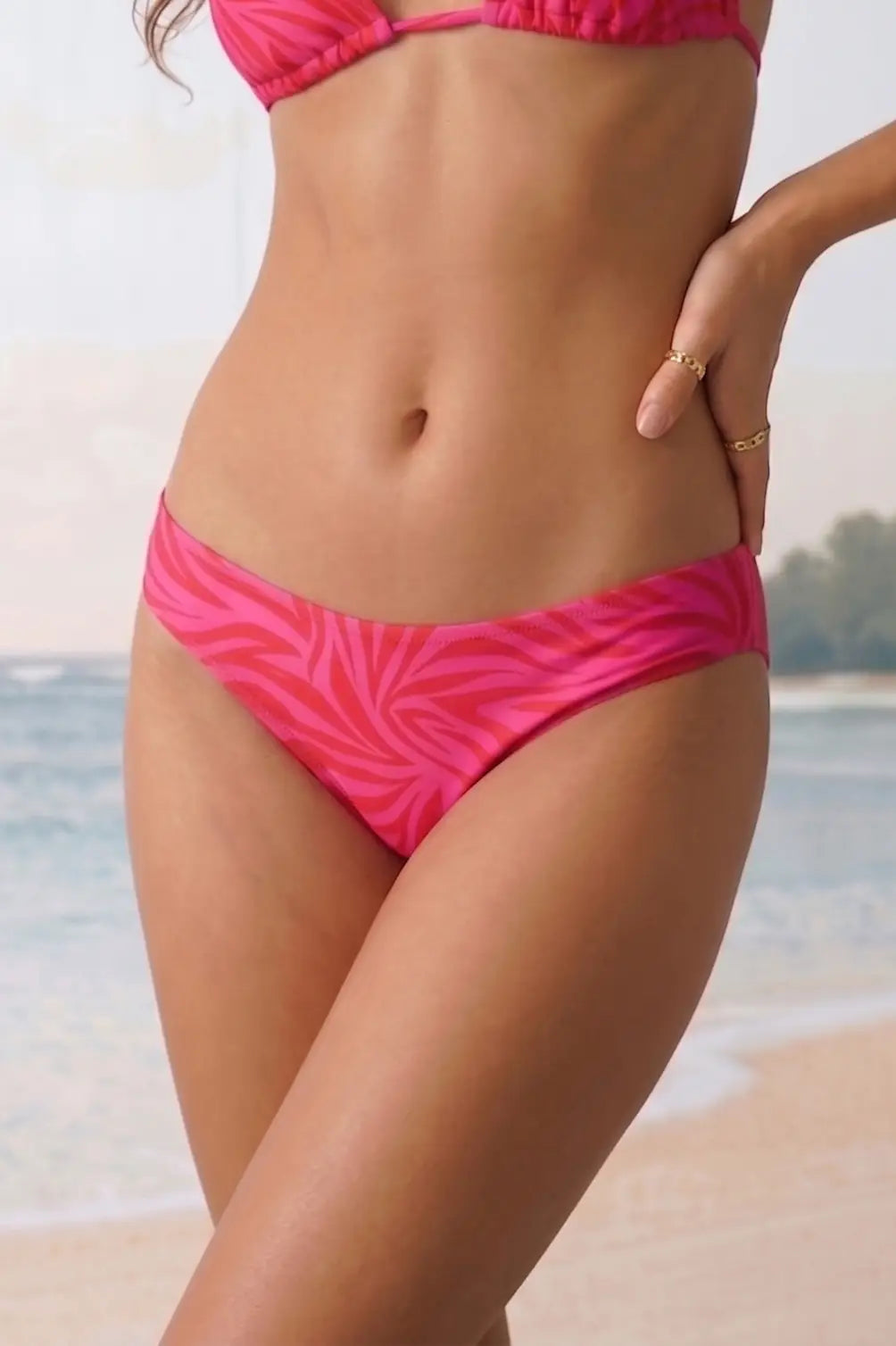 Bas de Maillot de Bain Menstruel Taille Basse Red Zébra