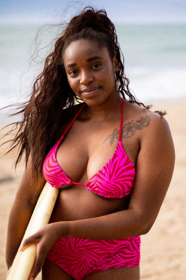 Haut de maillot de bain - triangle réversible Red Zébra et Rouge