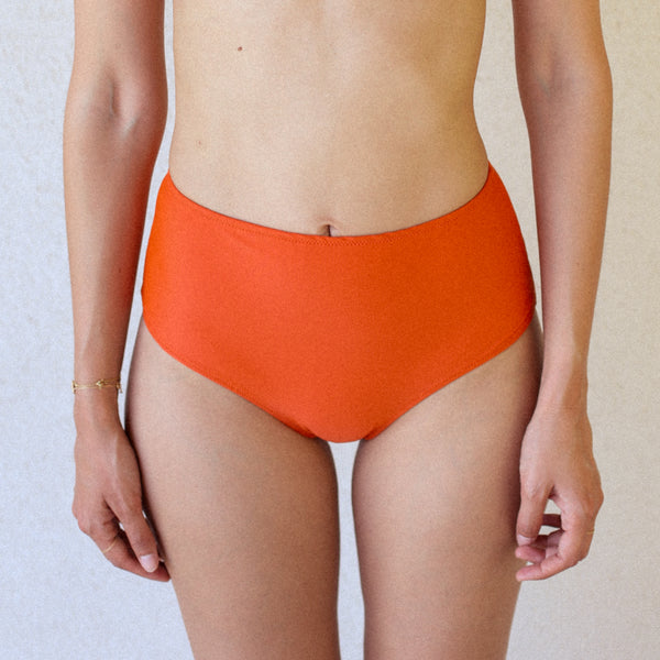 Bas de maillot de bain menstruel - taille haute - orange