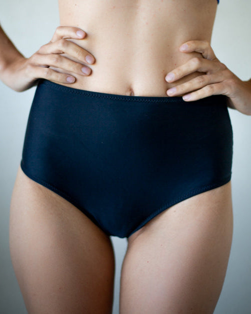 Bas de maillot de bain menstruel - taille haute - noir