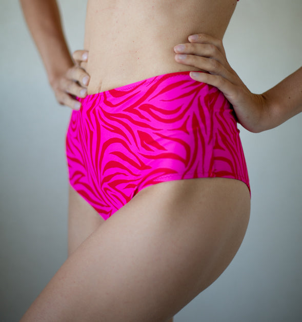 Bas de maillot de bain menstruel - taille haute - Red Zébra